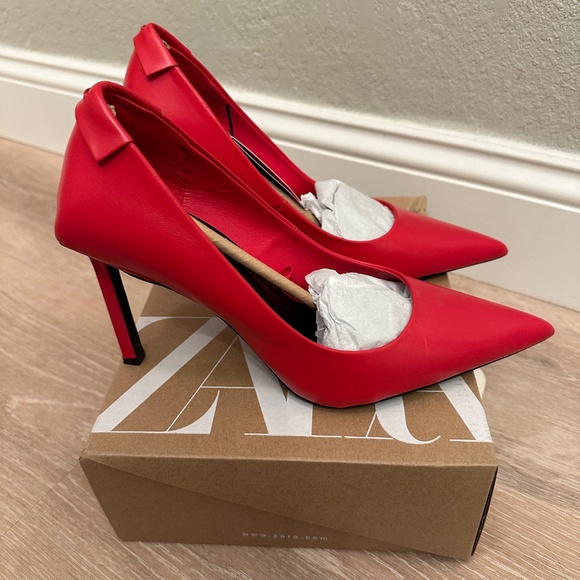 Zara Red Stiletto High Heels size 8 - Picture 10 of 14